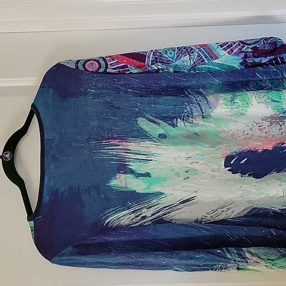 PATAERIO Watercolor Tie dye Slant Hemline Shirt Large preowned - Picture 10 of 11